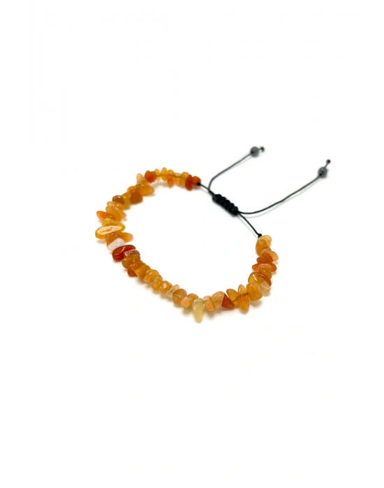 SERTİFİKALI Turuncu Aventurin Saçaklı Model Doğal Taş Makrome Bileklik Ayarlanabilir Ölçü