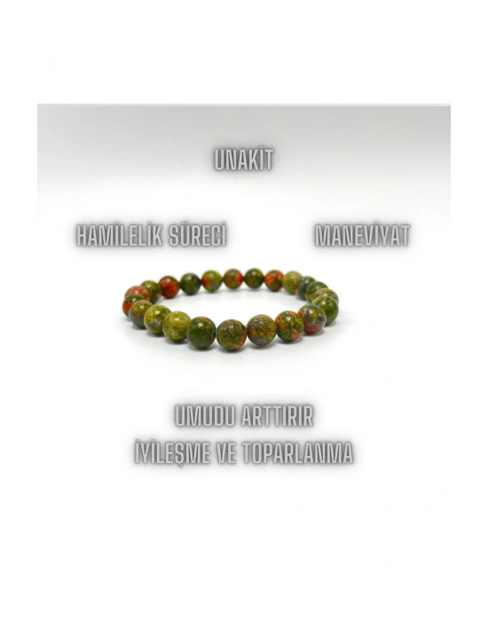 Sertifikalı Unakit 8mm Elastik Misinalı Doğal Taş Bileklik