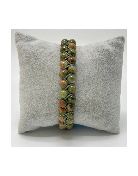 SERTİFİKALI Unakit Çift Sıra Doğal Taş Makrome Bileklik Ayarlanabilir Ölçü