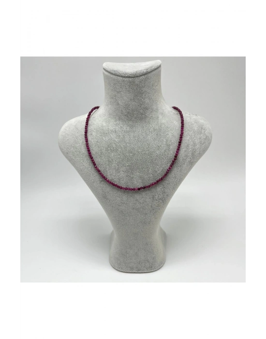 SERTİFİKALI Yakut 2mm 925 Ayar Gümüş Doğal Taş Kolye Uzatma Zincirli