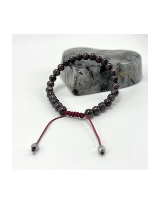 Sertifikalı Yakut Doğal Taş 6mm Makrome Bileklik Ayarlanabilir Ölçü