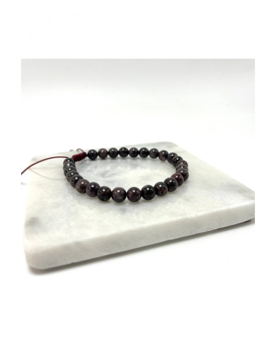 Sertifikalı Yakut Doğal Taş 6mm Makrome Bileklik Ayarlanabilir Ölçü