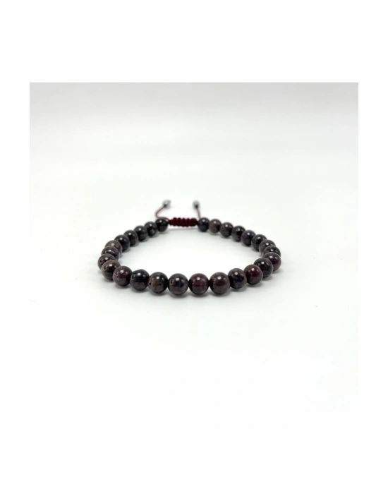 Sertifikalı Yakut Doğal Taş 6mm Makrome Bileklik Ayarlanabilir Ölçü