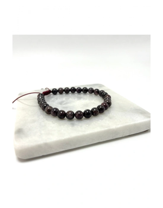 Sertifikalı Yakut Doğal Taş 6mm Makrome Bileklik Ayarlanabilir Ölçü