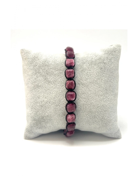 SERTİFİKALI Yakut Küp Kesim Makrome Doğal Taş Bileklik 6mm