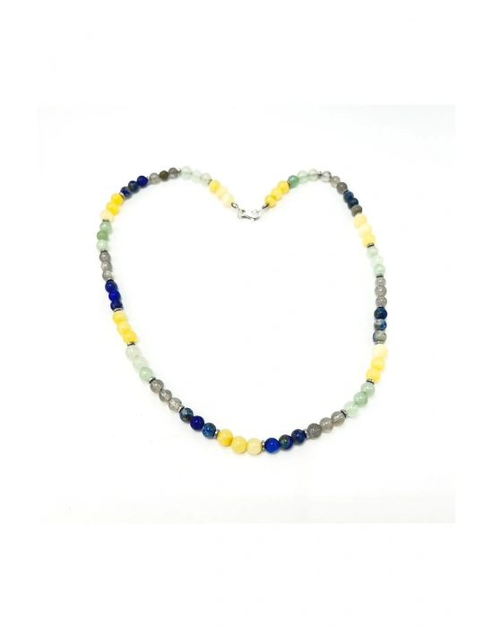 SERTİFİKALI Yay Burcu 6mm 925 Ayar Gümüş Doğal Taş Kolye 55 cm