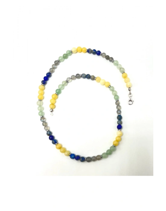 SERTİFİKALI Yay Burcu 6mm 925 Ayar Gümüş Doğal Taş Kolye 55 cm