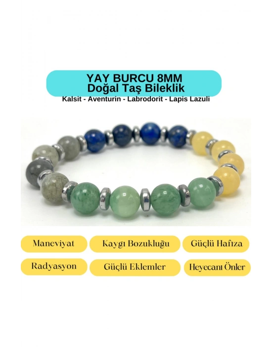 Sertifikalı Yay Burcu 8mm Doğal Taş Bileklik