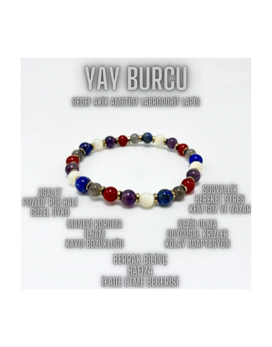 SERTİFİKALI YAY BURCU DOĞAL TAŞ BİLEKLİK 6mm