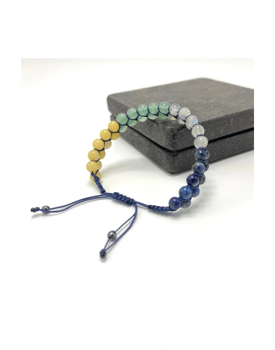 SERTİFİKALI Yay Burcu Doğal Taş Çift Sıra Makrome Bileklik