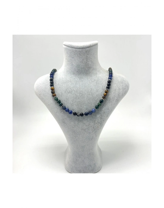 SERTİFİKALI Yengeç Burcu 6mm 925 Ayar Gümüş Doğal Taş Kolye 55 cm