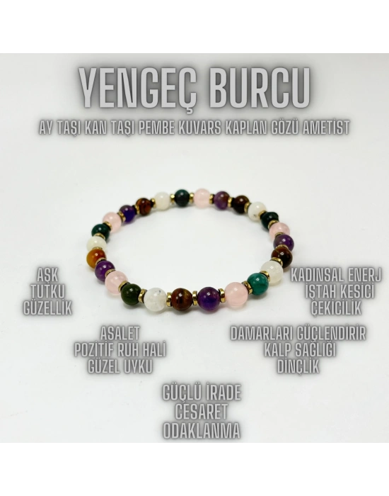 SERTİFİKALI YENGEÇ BURCU DOĞAL TAŞ BİLEKLİK 6mm