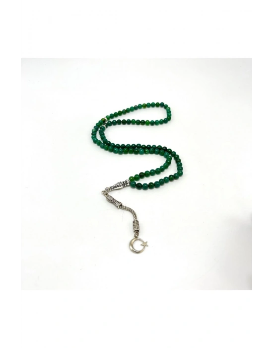 Sertifikalı Yeşil Akik 6mm 99luk Doğal Taş Tesbih