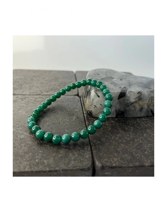 SERTİFİKALI Yeşil Akik 6mm Doğal Taş Bileklik