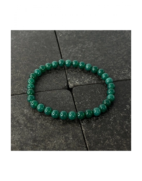SERTİFİKALI Yeşil Akik 6mm Doğal Taş Bileklik