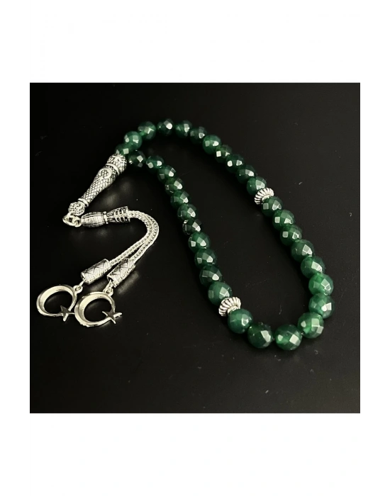 Sertifikalı Yeşil Akik 8mm 33lük Doğal Taş Tesbih