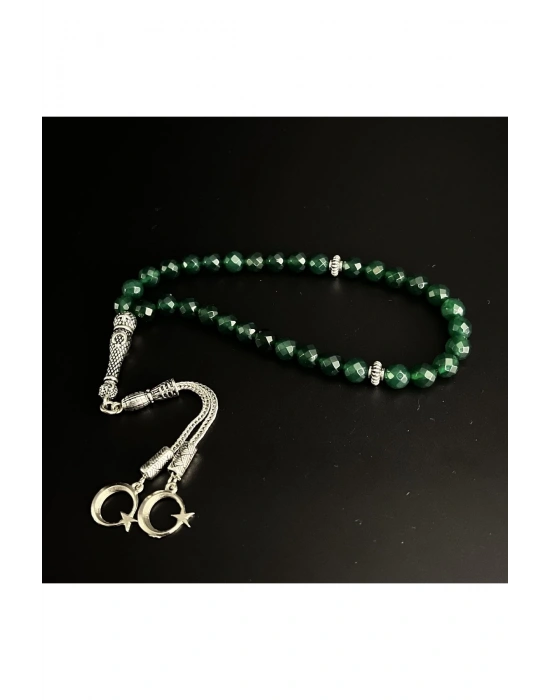 Sertifikalı Yeşil Akik 8mm 33lük Doğal Taş Tesbih