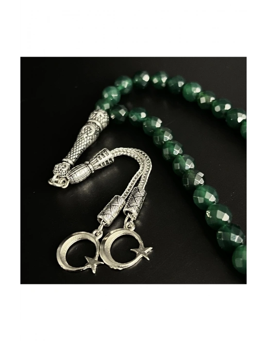 Sertifikalı Yeşil Akik 8mm 33lük Doğal Taş Tesbih