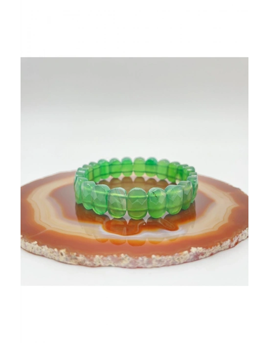 Sertifikalı Yeşil Akik Doğal Taş Roleks Bileklik