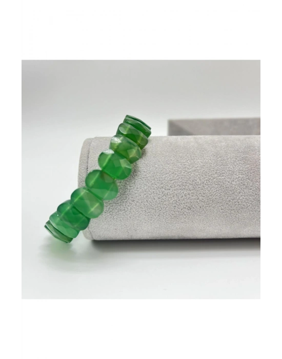 Sertifikalı Yeşil Akik Doğal Taş Roleks Bileklik