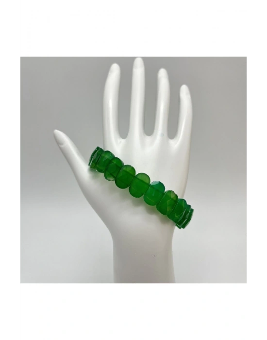 Sertifikalı Yeşil Akik Doğal Taş Roleks Bileklik