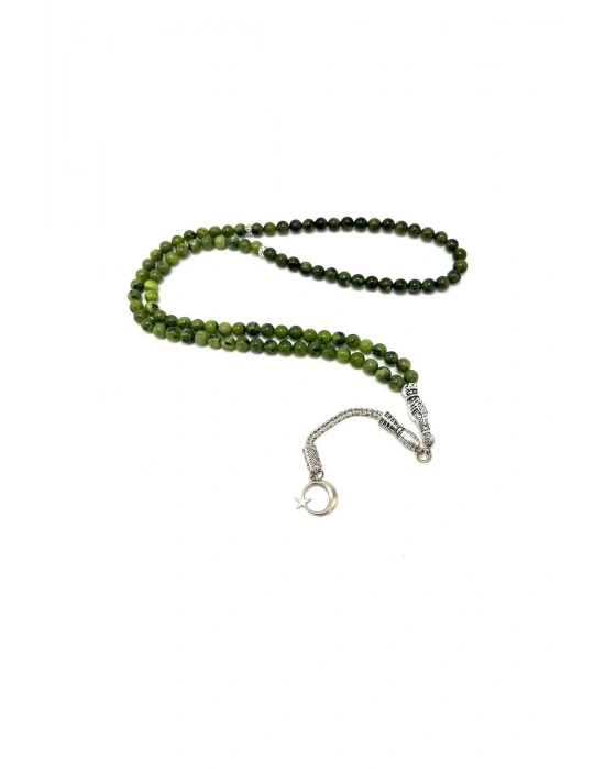 Sertifikalı Yeşim 6mm 99luk Doğal Taş Tesbih