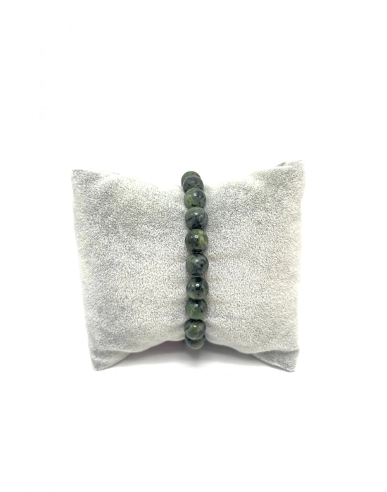 Sertifikalı Yeşim 8mm Elastik Misinalı Doğal Taş Bileklik