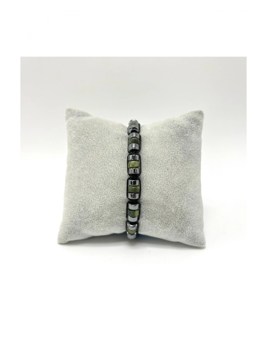 Sertifikalı Yeşim Disk Model Doğal Taş Makrome Bileklik Ayarlanabilir Ölçü