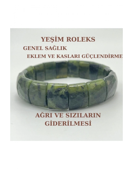 Sertifikalı Yeşim Doğal Taş Roleks Bileklik