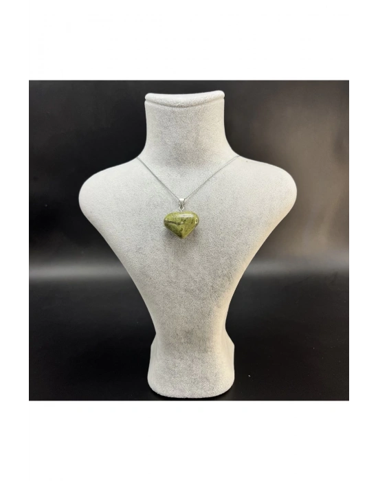 Sertifikalı Yeşim Kalp Model Doğal Taş Kolye (KARARMAMA GARANTİLİ)