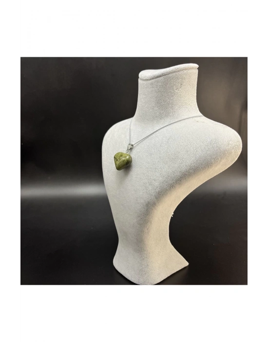 Sertifikalı Yeşim Kalp Model Doğal Taş Kolye (KARARMAMA GARANTİLİ)