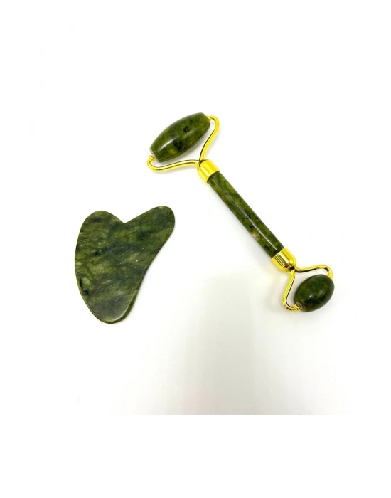 Sertifikalı Yeşim Roller ve Gua Sha Doğal Taş Masaj Aleti Takım