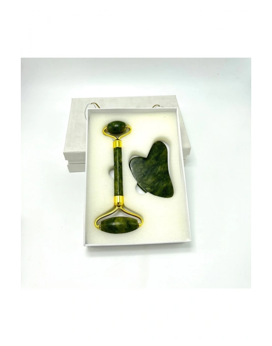 Sertifikalı Yeşim Roller ve Gua Sha Doğal Taş Masaj Aleti Takım