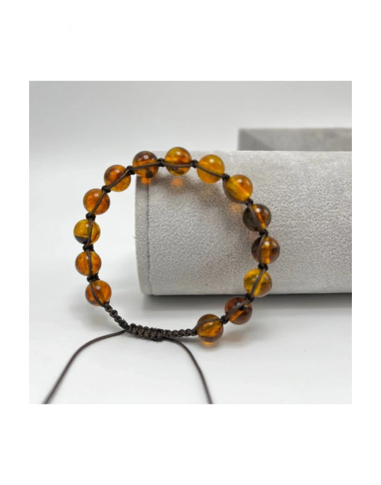 SERTİFİKALI YETİŞKİN DAMLA KEHRİBAR BİLEKLİK 8MM MAKROME