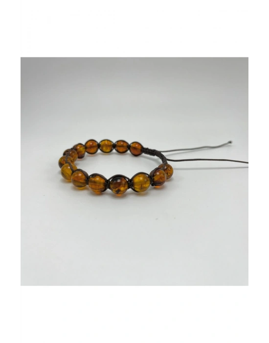 SERTİFİKALI YETİŞKİN DAMLA KEHRİBAR BİLEKLİK 8MM MAKROME