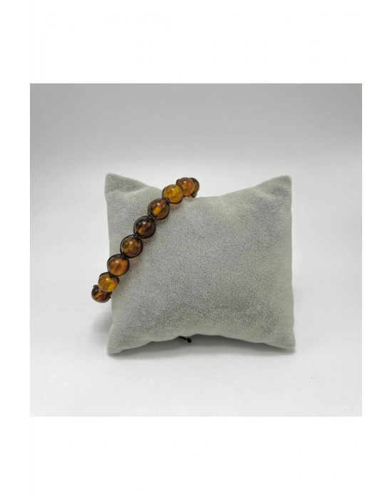 SERTİFİKALI YETİŞKİN DAMLA KEHRİBAR BİLEKLİK 8MM MAKROME