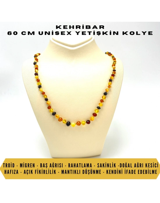 SERTİFİKALI YETİŞKİN KEHRİBAR KOLYE 60 CM UNİSEX