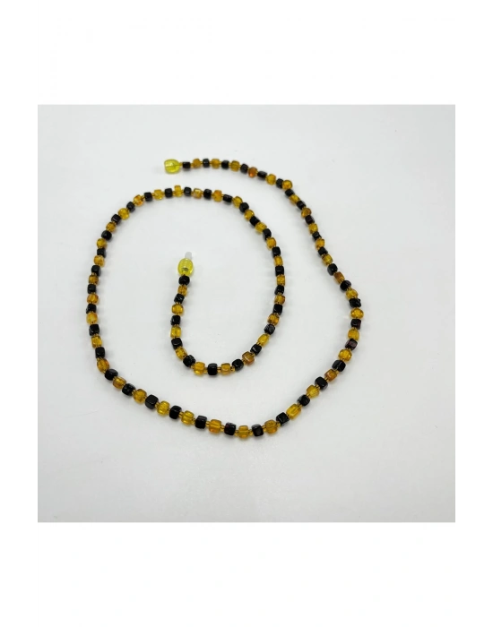 SERTİFİKALI YETİŞKİN KEHRİBAR KOLYE SARI SİYAH KÜP KESİM 60 CM