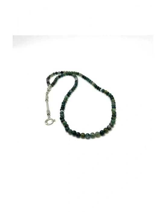 Sertifikalı Yosunlu Akik 6mm 99luk Doğal Taş Tesbih