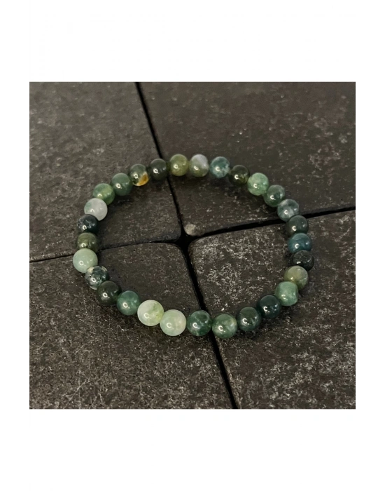 SERTİFİKALI Yosunlu Akik 6mm Doğal Taş Bileklik