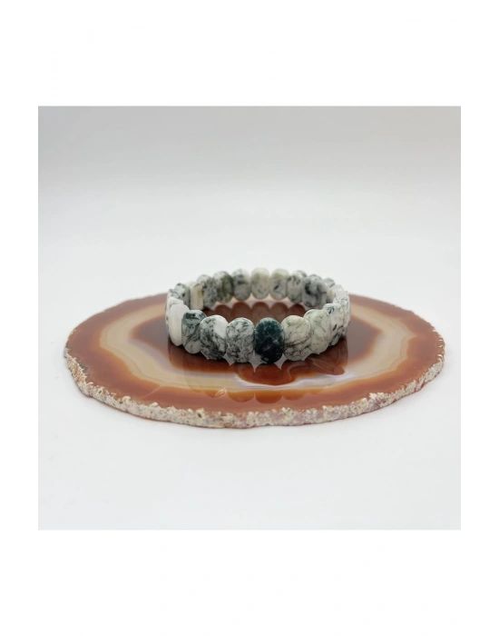 Sertifikalı Yosunlu Akik Doğal Taş Roleks Bileklik