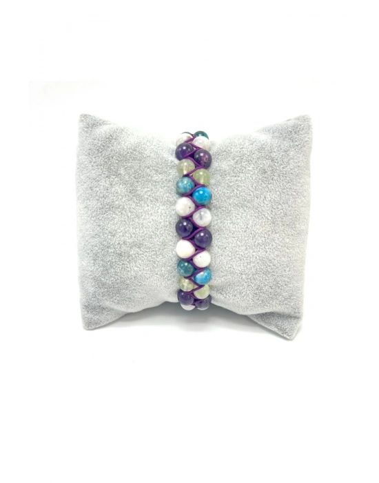 SERTİFİKALI Zayıflama Dişil Enerji Dinçlik Ametist Ay Taşı Prehnit Ayarlanabilir Ölçü Bileklik