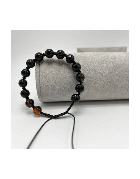 UNİSEX DAMLA KEHRİBAR BİLEKLİK 8MM MAKROME