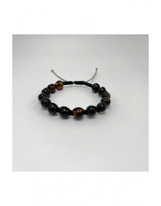 UNİSEX DAMLA KEHRİBAR BİLEKLİK 8MM MAKROME