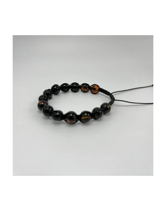 UNİSEX DAMLA KEHRİBAR BİLEKLİK 8MM MAKROME