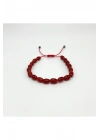 Kırmızı Akik Arpa Kesim Makrome Doğal Taş Bileklik