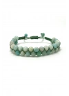 SERTİFİKALI Amazonit Çift Sıra Doğal Taş Makrome Bileklik Ayarlanabilir Ölçü