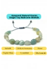Sertifikalı Amazonit Natural Kesim Makrome Doğal Taş Bileklik Ayarlanabilir Ölçü