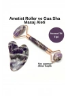 Sertifikalı Ametist 1. Sınıf Kalite Roller ve Gua Sha Doğal Taş Masaj Aleti Takım
