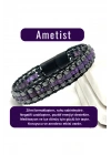 SERTİFİKALI Ametist Disk Model Doğal Taş Erkek Bileklik Kilitli Kapama